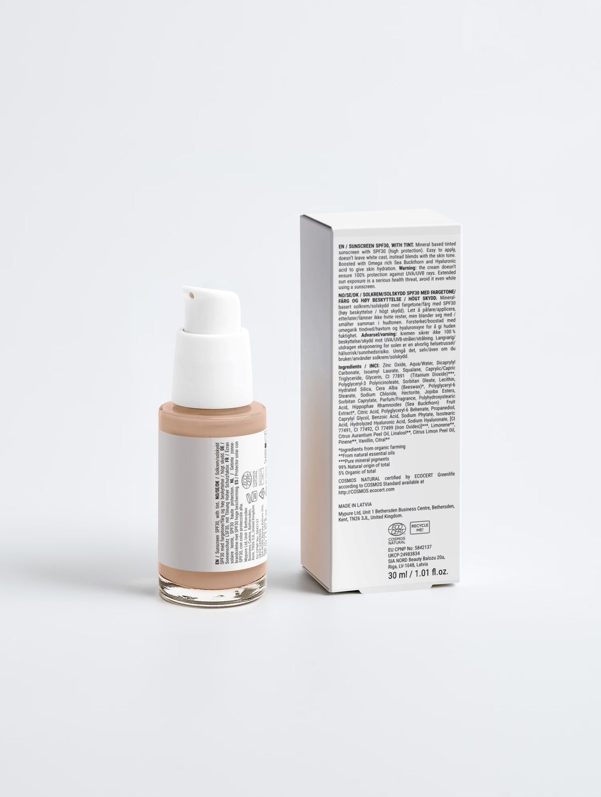 Solkrem SPF30, med farge